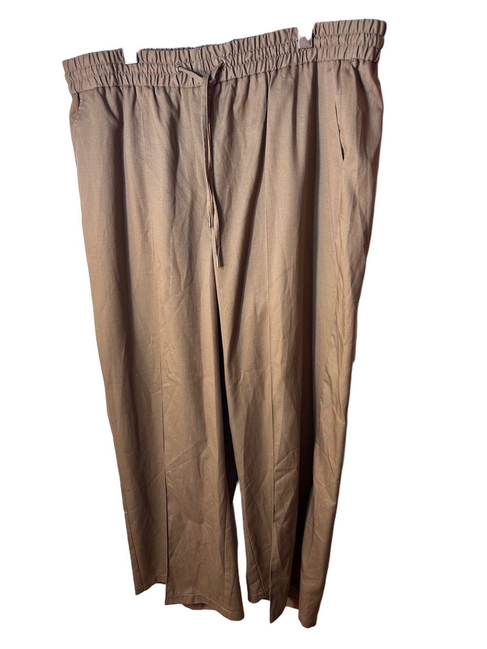 Penningtons Tan Elastic-Waist Drawstring Chinos wide leg size 1X